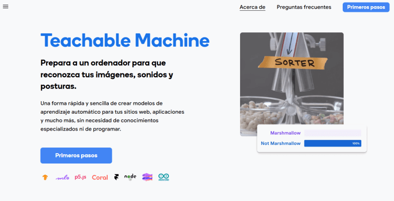 teachablemachine mayor directorio IA directorio de herramientas de inteligencia artificial