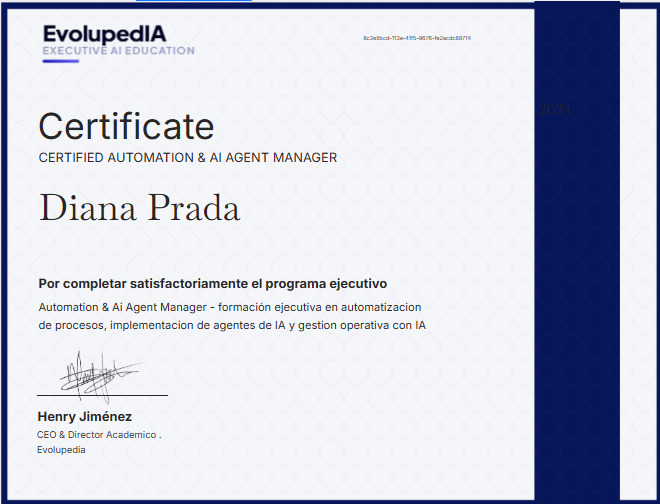 Certificado Automation & AI Agent Manager — EvolupedIA